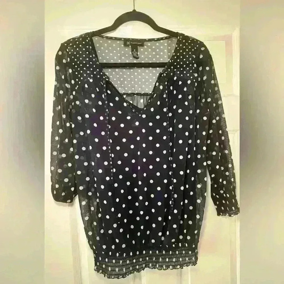 INC blue polka dots top. - Picture 3 of 6